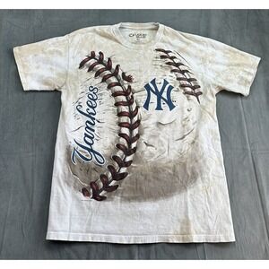 Liquid Blue Huge Graphic Tie Dye Tshirt New York Yankees Mens Size XL Tee HOLE